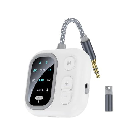 Airplane Bluetooth Adapter for Headphones AptX Low Latency | Bluetooth transmitter for TV to 2 Headphones, 3.5mm AUX Bluetooth Transmitter Receiver for Car/Home Stereo/Gym, TSNAM