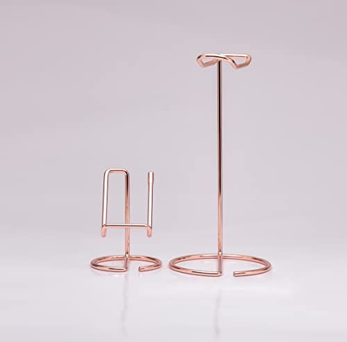JIARI Headphones Stand and Cell Phone Stand Desktop Metal Holder Accessories 2pcs Set (Rose Gold) - color: Rose Gold