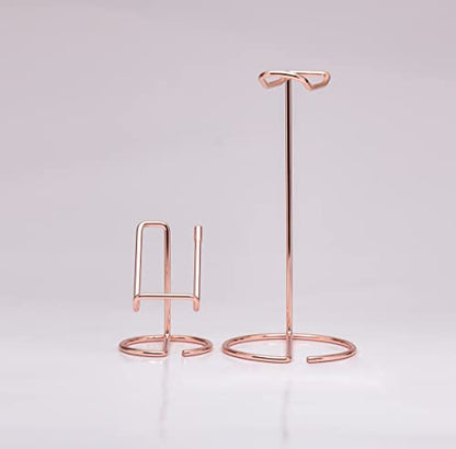 JIARI Headphones Stand and Cell Phone Stand Desktop Metal Holder Accessories 2pcs Set (Rose Gold) - color: Rose Gold