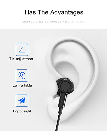BENEWY in-Ear Headphones, 3.5mm Earphones Wired Earbuds with Microphone | Noise lsolating, High Definition, Pure Sound for iPhone, iPad,Smartphone, MP3 Players,Tablets Laptops and Other Audio Devices - color: Black