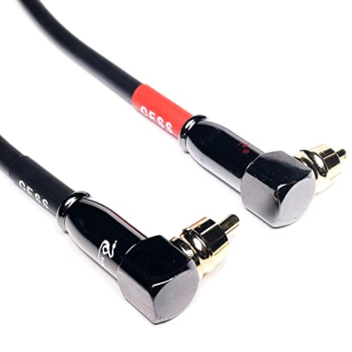 CESS-167-1f RCA Right Angle to Straight Type Male to Male Preamp Jumpers Patch Cable, 2 Pack (1 Foot) - size: 1 Foot