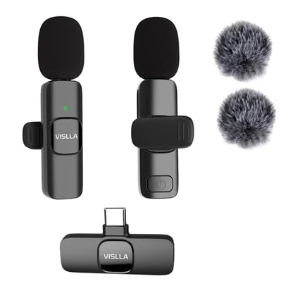 Wireless Lavalier Microphone for iPhone 15/16/17 Series, iPad and Android Devices, Noise Cancelling,Bluetooth Mini Lapel Microphone for Vlogging/YouTube/Live Streaming/Tiktok/Interview