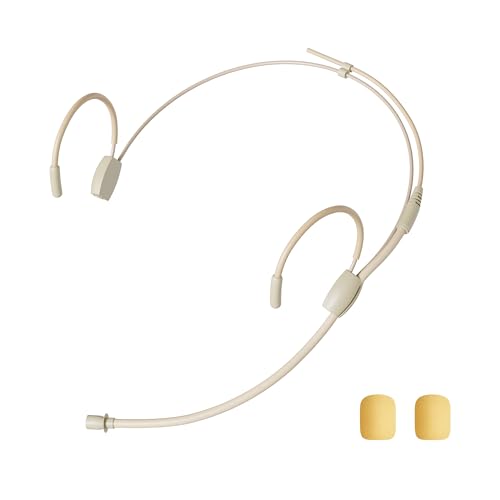 J K MIC-J 060 Headset Headworn Microphone Compatible with Shure Bodypacks | Mini XLR TA4F Plug Omni Condenser Earhook Mic with Flexible Gooseneck, Lightweight Design for Interview, Church, and Stage