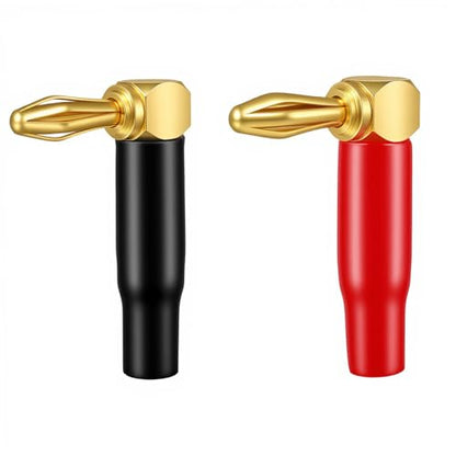 10Pcs 4mm Banana Plugs 90 Degree Right Angle Speaker Connectors 24K Gold Plated Durable Audio Cable Terminals Speaker Connectors for Home Theater and Professional Use - size: 10pcs L