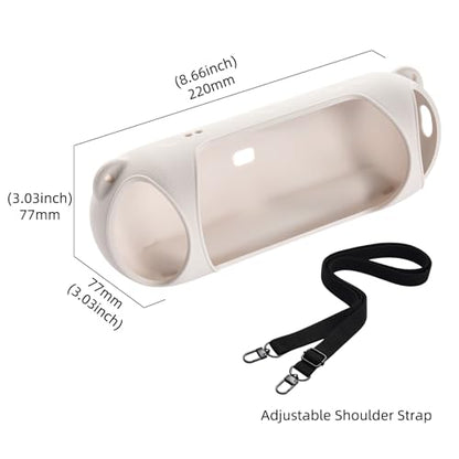 Silicone Case for Beats Pill 2024, Shockproof Cover with Strap - color: Beige