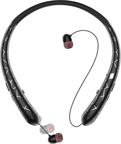 Retractable Neckband Bluetooth Headphones Auto Retractable Earbuds Wireless Earphones with 14Hrs HD Playtime, IPX5 Waterproof, CVC8.0 Noise Cancellation Mic for Crystal Clear Calls, Ideal for Exercise - color: Black