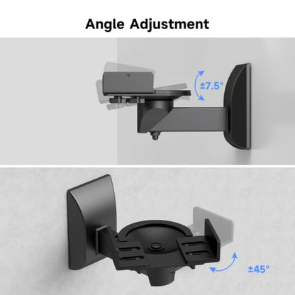 suptek Small Dual Side Clamping Bookshelf Speaker Wall Mounting Bracket for Small Surrounding Sound Speakers, Hold up to 55lbs Black SPM201SE - size: XS--black