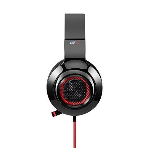 Edifier G4 USB Gaming Headset with Virtual 7.1 Surround Sound, Retractable Boom Microphone, LED Lights Mesh Open Back Adjustable Video Games for PC, Laptop, desktops - Red