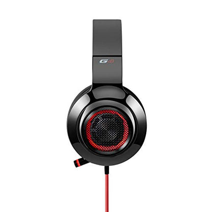 Edifier G4 USB Gaming Headset with Virtual 7.1 Surround Sound, Retractable Boom Microphone, LED Lights Mesh Open Back Adjustable Video Games for PC, Laptop, desktops - Red