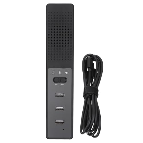 TEHAUX Mini Speaker USB Microphone for PC with 3 USB Interface Black