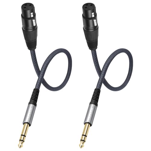 2 Pack 1/4 TRS Male to 3Pin XLR Female Microphone Cable,6.35mm TRS to XLR Female Braid Quarter inch Balanced Cable for Mixer Microphone Active Speakers-1Feet - color: 1/4 TRS To XLR F, size: 1Feet(2Pack)