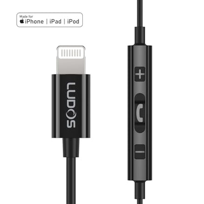 LUDOS Ultra iPhone Wired Headphones Earbuds Earphones with Lightning Connector Apple MFi Certified, 5 Years Warranty, for iPhone 14 13 12 11 Pro Max X XS XR 8 7 Plus with Microphone Control - Black - color: Black, style: Lightning