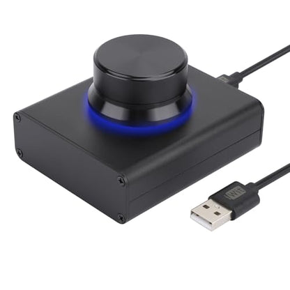 DROK USB Volume Knob, Big PC Computer Speaker Volume Control Audio External USB Volume Control Knob with 1-Key Mute Function Support Win7 8 10 XP Mac Vista Android, Black - color: Black, size: Large/Programmable