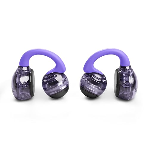 JBL Soundgear Clips Open Ear Headphones for Situational Awareness - Purple | Up to 32 Hours Total Playtime With Speed Charge, Sweat Resistant, Noise-Reducing Mics, App Control For Custom Audio - color: Purple