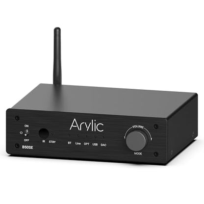 Arylic B50SE Bluetooth 5.1 Stereo Receiver 2.1 Channels Mini Class D Integrated Home Speaker Amplifier 50W x 2,Stable and Remote, Go Control Application and Easy Control EQ