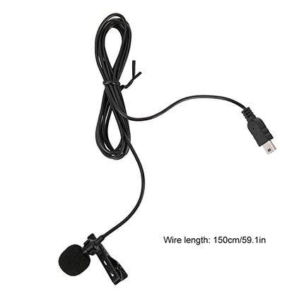 Professional USB Stereo External Microphone with Clip High Sensitivity Omnidirectional Sound Recording for Hero 3 3 Plus 4 Cameras Black 59 Inch Cable