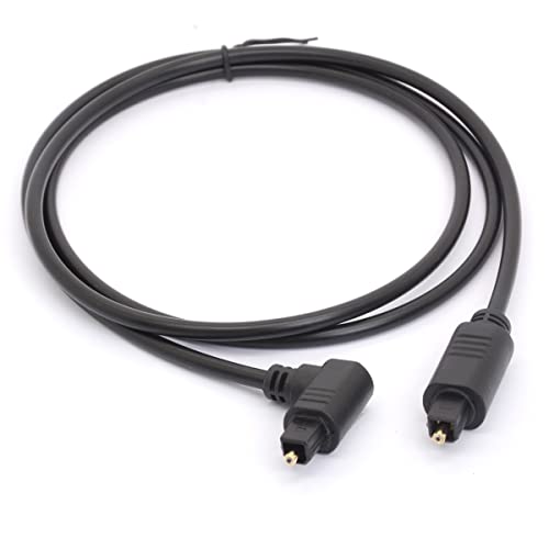 Optical Fiber Cable, 90 Degree Right Angle Digital Audio Toslink Cable | 24 Gold-Plated Optical Audio Cable for AV Receiver Sound Bar,Smart TV,Xbox,PS4,Blu-Ray Players (1 Meter / 3.3 FT) - size: 1 Meter / 3.3 FT