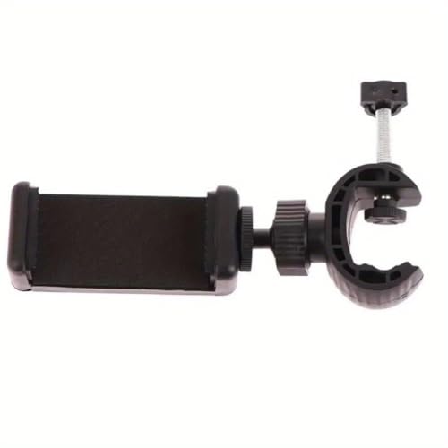 Multifunctional Adapter Clip Phone Holder 360° Rotation Adjustable Clamp Spiral Clamping for All 5-6 inch Smartphone Live Mount (Black) - color: BLACK