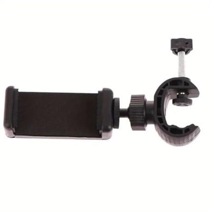 Multifunctional Adapter Clip Phone Holder 360° Rotation Adjustable Clamp Spiral Clamping for All 5-6 inch Smartphone Live Mount (Black) - color: BLACK