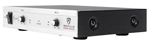 Rockville RWM1202VH VHF Wireless Dual Handheld Microphone System, 2 Channel | Metal Receiver, 1/4" Audio Output, Cardioid, 200 ft Indoor Range, Auto-Link, Includes 2 Mics/Batteries/Adapter