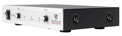 Rockville RWM1202VH VHF Wireless Dual Handheld Microphone System, 2 Channel | Metal Receiver, 1/4" Audio Output, Cardioid, 200 ft Indoor Range, Auto-Link, Includes 2 Mics/Batteries/Adapter