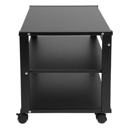 3-Tier AV Stand, Audio Video Media Rack with Lockable Wheels, 88 Lbs Capacity Audio Rack Shelf for Record Player, Stereo Receiver, Living Room, Black (3-Tier) - size: 3-Tier