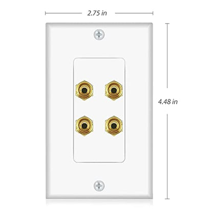 Banana Binding Post Wall Plate for 2 Speakers, White
