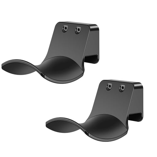 2-Pack Wall Mount Headphone Hanger Adhesive Screw-in Headset Hook - color: Black A(2 Pack)