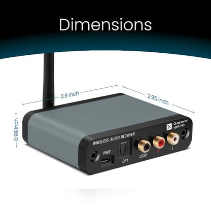 BLT-HD LDAC/aptX 무손실 블루투스 5.4 수신기, TI DAC 포함, 장거리, RCA, 광학