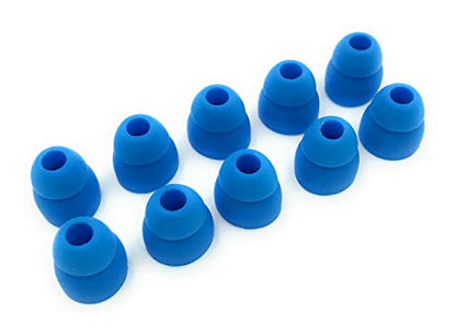 5 Pairs of Double Flange Replacement Earbud Tips fit Powerbeats, LG, Symphonized, iFrogz, Mpow, Skullcandy, Panasonic Headphones (Flash Blue) - color: Flash Blue
