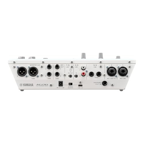 Yamaha AG08 White 8-Channel USB-C Audio Interface and Live Streaming Mixer | with DSP Effects, Cubase AI & WaveLab Cast - color: White, style: AG08