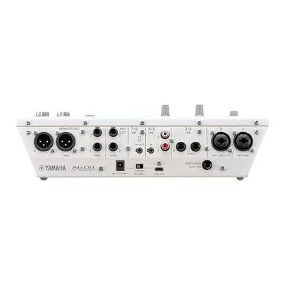 Yamaha AG08 White 8-Channel USB-C Audio Interface and Live Streaming Mixer | with DSP Effects, Cubase AI & WaveLab Cast - color: White, style: AG08