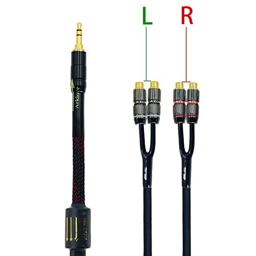 Arklove 10ft Shielded 1/8" aux Input 3.5mm RCA Output Splitter Stereo Audio Video Cable Out 3.5 Male to 4 RCA Female in Dual Speaker Cord 24k Gold Plated - size: 10ft, style: 3.5mm to rca(LL+RR)