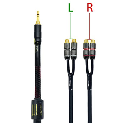 Arklove 2ft Shielded 1/8" aux Input 3.5mm RCA Output Splitter Stereo Audio Video Cable Out 3.5 Male to 4 RCA Female in Dual Speaker Cord 24k Gold Plated - size: 2ft, style: 3.5mm to rca(LL+RR)