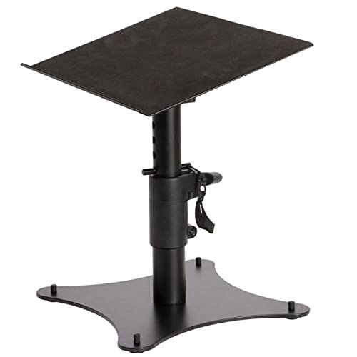 On-Stage SMS4500-P Clamp-On Studio Monitor Speaker Stands: Height-Adjustable (9"-12.5"), Locking pin for Security, Steel Construction, Nonslip Rubber feet. Table/Desk use, Black Finish. Pair.