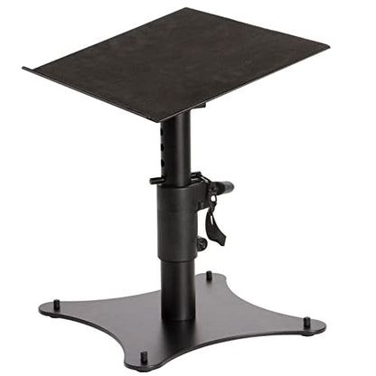 On-Stage SMS4500-P Clamp-On Studio Monitor Speaker Stands: Height-Adjustable (9"-12.5"), Locking pin for Security, Steel Construction, Nonslip Rubber feet. Table/Desk use, Black Finish. Pair.
