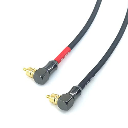WJSTN-061 90 Degree Right Angle RCA Cable Subwoofer Cable Male-to-Male RCA Audio Cable 2Pack (8in) - size: 8in