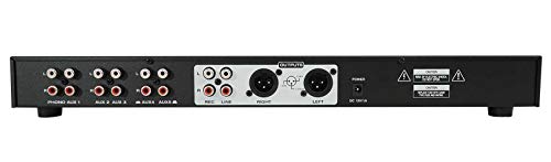 Rockville PPA20 1U Rack Mount Pre-Amplifier with Crossover and 3-Band EQ | XLR Output, Phono/5 AUX/Mic Inputs, Low Cut Filter, Ground Lift, Headphone Out, 5Hz-30KHz, Loudness Compensation