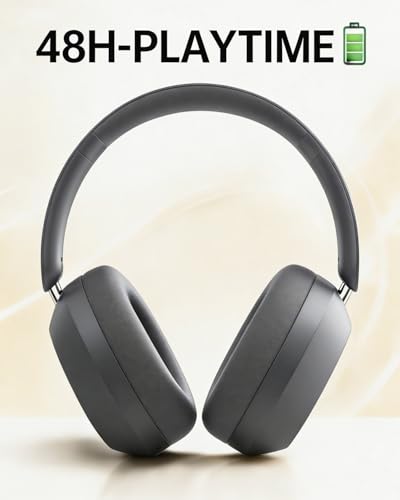 Wentronic Y05 Wireless Bluetooth Headphone, Noise Cancelling, Grey | Wireless Over-Ear Headphones, Hi-Res Audio, 48H Playtime, Built-in Mic, Comfort & Connectivity, Works with iOS, Android & PC - color: Grey
