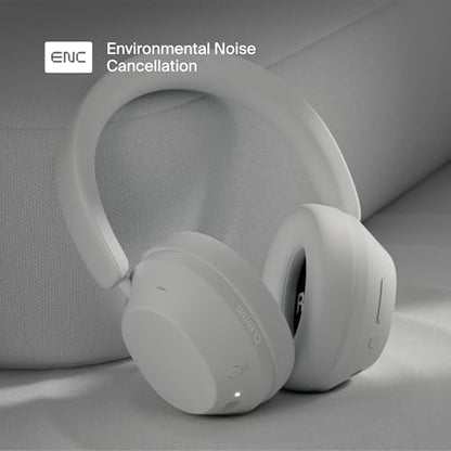 Clemm Preset Wireless Over-Ear Headphones, 95H Playtime, Bluetooth, 40mm Drivers, Built-in Mic, Memory Foam Earcups, Aux Cable Included, Foldable Design, Ivory - color: Ivory