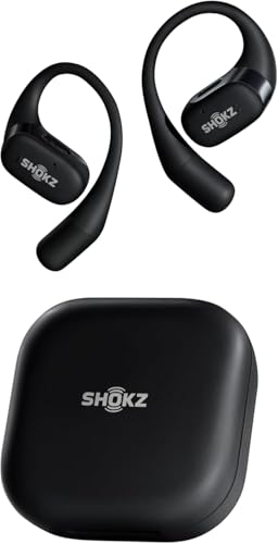 SHOKZ OpenFit - Open-Ear True Wireless Bluetooth Headphones with Microphone, Earbuds with Earhooks, Sweat Resistant, Fast Charging, 28HRS Playtime, Compatible with iPhone & Android (Renewed)