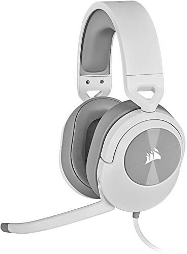 Corsair HS55 Stereo Gaming Headset (Leatherette Memory Foam Ear Pads, Lightweight Construction, Omni-Directional Microphone, Multi-Platform Compatibility with Included Y-Cable Adapter) White (Renewed)
