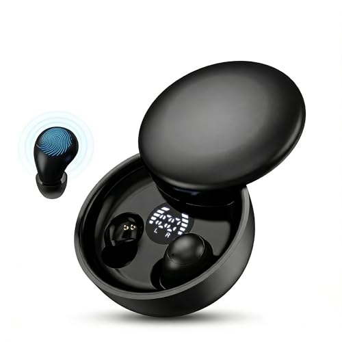 Invisible Sleep Earbuds, Mini Wireless Bluetooth Earbuds for Side Sleepers, Ultra-Light Ergonomic Design, Smart Touch Control, Auto Pairing, IPX5 Waterproof, Deep Bass Stereo Headphones（Black） - color: Black