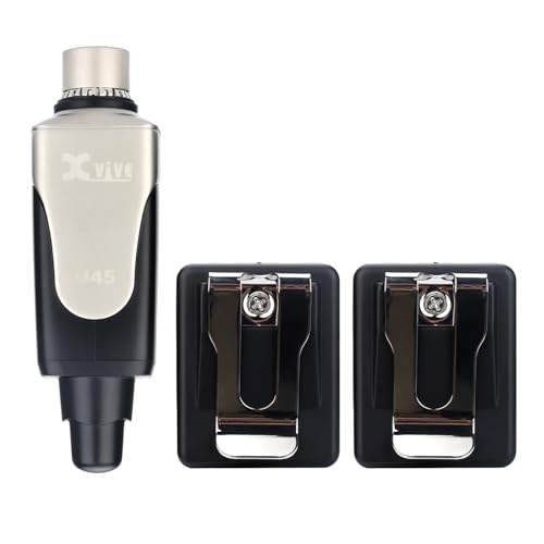 Xvive U45R2 Wireless in Ear Monitor System 5.8ghz IEM System, 1 Transmitter and 2 Bodypack Receiver, Black - color: U45R2 BLACK
