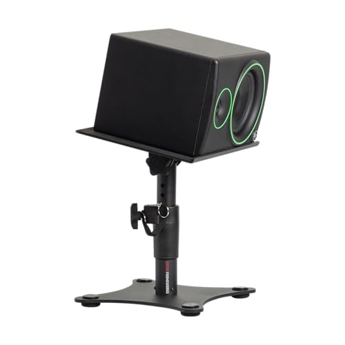 Gator Frameworks Desktop Studio Monitor and Speaker Stands with EVA Foam Padded Surface, Angle Adjustable from 0° to 15° – Set of 2 (GFWSPKSTMNDSK) - style: Desktop Stand