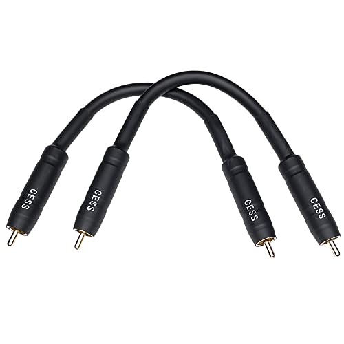 CNCESS RCA Male to RCA Male Short Adapter Cable, Gold Plated Metal Shell, 6 Inch, 2 Pack - size: 6 Inches