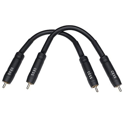 CNCESS RCA Male to RCA Male Short Adapter Cable, Gold Plated Metal Shell, 6 Inch, 2 Pack - size: 6 Inches