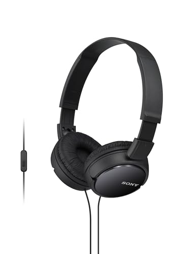 Sony ZX Series Wired On-Ear Headphones with Mic, Black MDR-ZX110AP - color: Black, style: With Mic