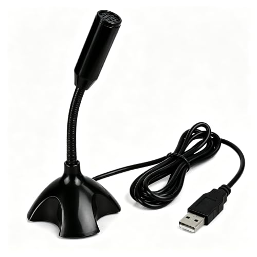 USB Microphone with Gooseneck Stand, Noise Canceling Condenser Mic, Plug & Play for PC Laptop, High Sensitivity (>2m) for Gaming, Podcast, Online Chat, Conference, Recording