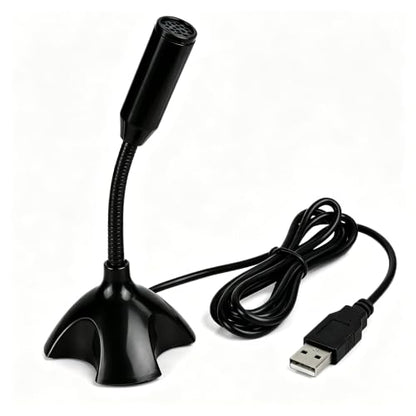 USB Microphone with Gooseneck Stand, Noise Canceling Condenser Mic, Plug & Play for PC Laptop, High Sensitivity (>2m) for Gaming, Podcast, Online Chat, Conference, Recording
